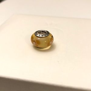 Pandora Gold Floral Murano Glass Charm